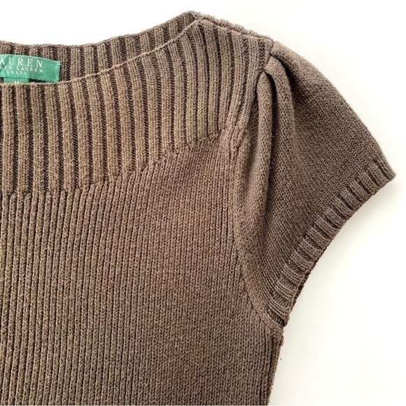 Ralph Lauren cable knit dress with cap sleeves and boat neckline,  midi - Picture 7 of 9